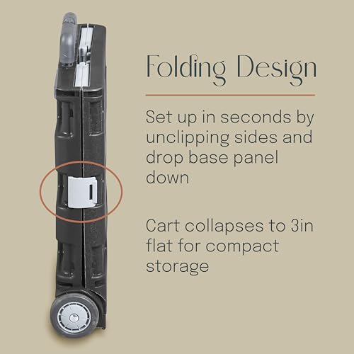 Folding Mobile Utility Cart, Canvas Organizer Bag, Black/Grey - color: Black/Grey