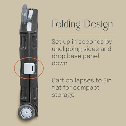 Folding Mobile Utility Cart, Canvas Organizer Bag, Black/Grey - color: Black/Grey