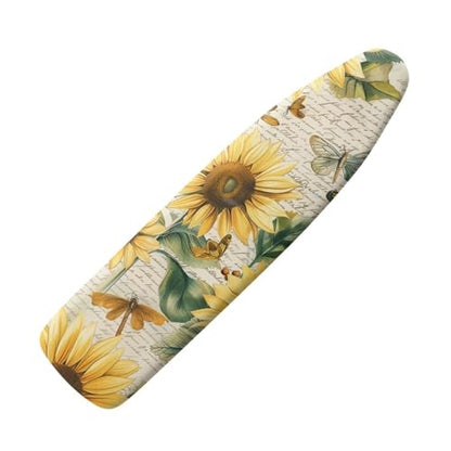 15x54 Inch Ironing Board Cover - Elastic Edge and Cozy Nose Pocket, Sunflower Dragonfly Printed Ironing Board Covers, Heat Reflective Coating Ironing Board Cover, Scorch Stain Resistant - color: Sunflower Dragonfly - Multi