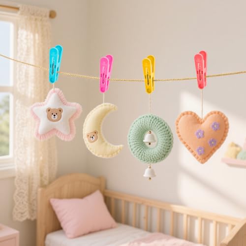 56 PCS Clothespins Plastic Small Clips 2 inch Clothes Pins 7 Colors - color: 7 Colors