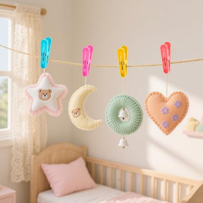 56 PCS Clothespins Plastic Small Clips 2 inch Clothes Pins 7 Colors - color: 7 Colors