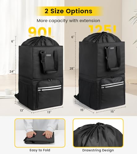 Vorspack Laundry Backpack Bag with Shoulder Straps, XX-Large Hamper, Black - color: Black, size: X-Large