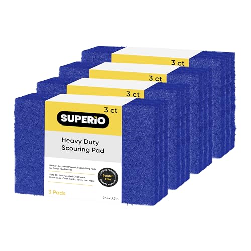 Scouring Pad Non-Scratching Scrubber Non-Scratch Cleaning Scrub Pads Heavy Duty Scouring Pad Reusable Kitchen Scrubbing Pad Pack of 12 Blue, by Superio - color: Blue, size: 12-pack