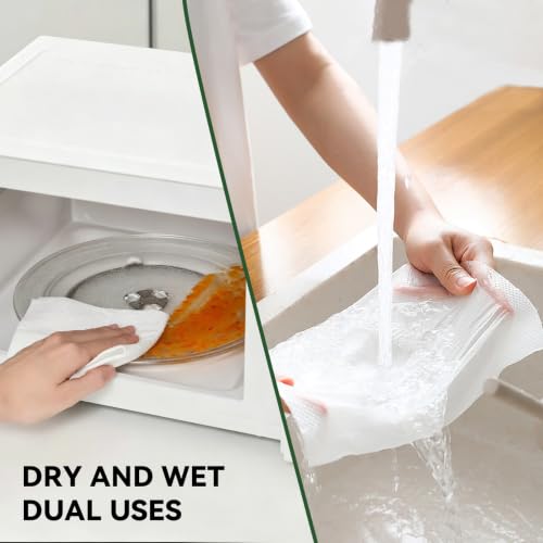 Disposable Cleaning washcloths, 100 Pack 2-Ply Reusable Paper Towels, Square Cleaning Cloths, Disposable Wash Cloths for Kitchen Grease, Spills and Everyday Messes