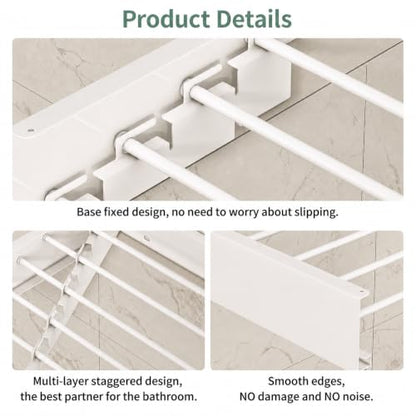 23.6in Wall Mounted Drying Rack Foldable Retractable 60lbs 5 Rods - size: 23.6 inch