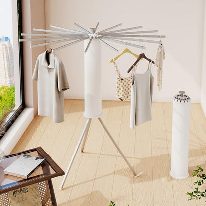 BOQORAD Tripod Clothes Drying Rack,Drying Rack Clothing Foldable,(16 Aluminium Poles),Standing Dry Racks,Laundry Drying Rack,Clothes Hanger Rack,Laundry Rack Folding,Collapsible,Retractable - style: 16 Aluminium Poles