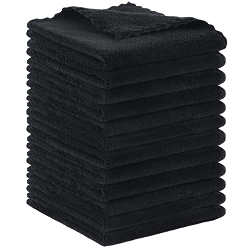 SUNLAND Microfiber Face Cloth 12inchx12inch 12 Pack Black - color: Black - 12x12, size: 2 Count (Pack of 6)