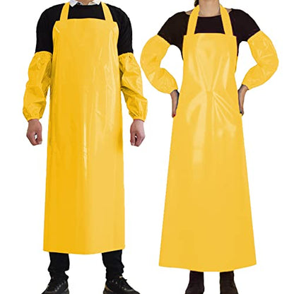 ELEBOX 2 Pack Waterproof Chemical Resistance Safety Apron with Sleeves for Dishwashing, Butchering & Dog Grooming