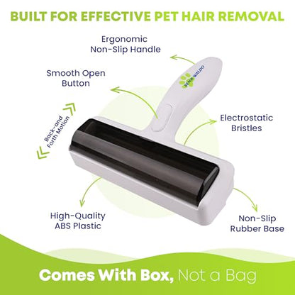 Pet Hair Removal Tool - Reusable Lint Roller for Dog & Cat Hair Remover for Furniture, Couch & Car Seats - No Sticky Tape, No Refills