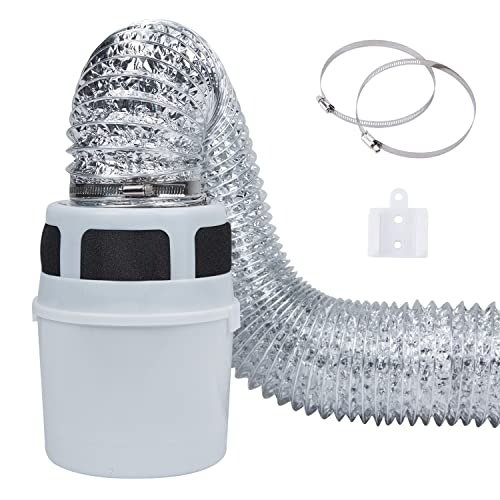 3 IN 1 Indoor Dryer Vent Kit Filter Bucket for Electric Dryer with 4-Inch by 5-Feet Proflex Duct (Silver) - color: with 5 Feet Silver Duct