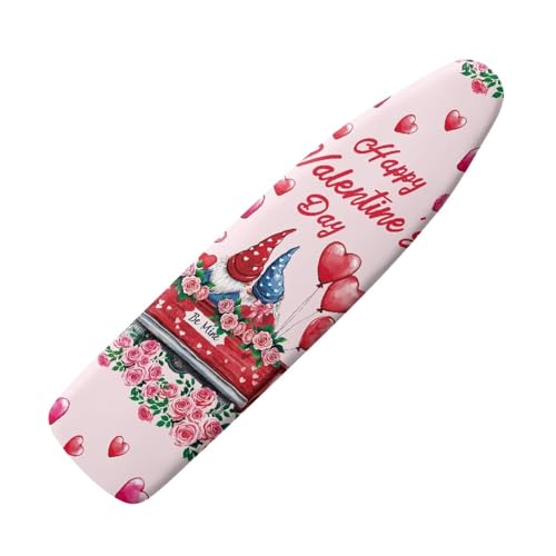 Gnome Ironing Board Cover Love Heart Standard Size 15 x 54 Stain Resistant Fasteners Elastic Edge Valentines Day Ironing Cover 15x54 Home Decoration - color: Gnome Love Heart
