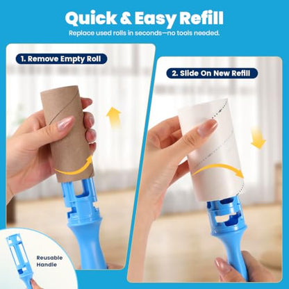 630 Sheets Extra Sticky Lint Roller for Pet Hair, 2 Handles