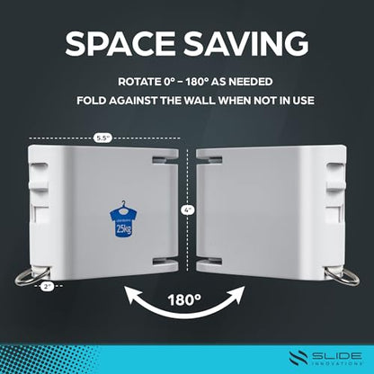 Slide Innovations Retractable Clothesline – 13 ft Indoor & Outdoor Wall-Mounted Drying Line, Heavy-Duty Space-Saving Laundry Line for Towels, Clothes, Sheets & Travel Use