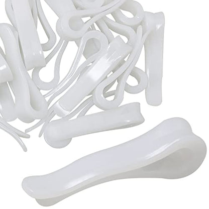 MEETOOT 150pcs Transparent Plastic Alligator Clip 39mm Shirt Fixing Packing Clip U Shape Plastic Clothespins for Ties Socks Pants Shirts - color: White