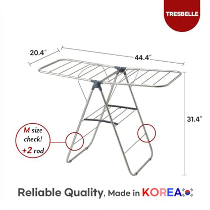 TRESBELLE Stainless Steel Clothes Drying Rack,Foldable Laundry Dryer,Size M - size: Medium