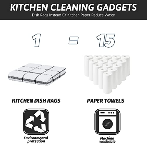 Nialnant 8 Pack Terry Dish Cloths,100% Cotton Dish Towels for Kitchen - color: Black, size: 12 x 12 in - 8PCS