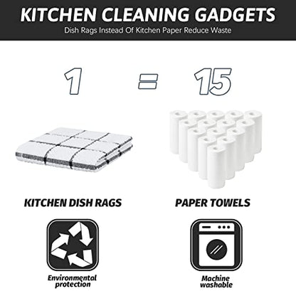 Nialnant 8 Pack Terry Dish Cloths,100% Cotton Dish Towels for Kitchen - color: Black, size: 12 x 12 in - 8PCS