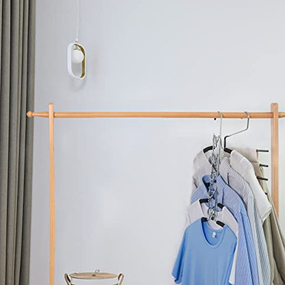 Nature Smile 2 Pack 5 in 1 Anti Slip Clothes Hangers,Space Saver Magic Metal Hangers,Multi Layers Wardrobe Clothes Rack,Heavy Duty Metal Blouse Hanger Closet Storage Organizer
