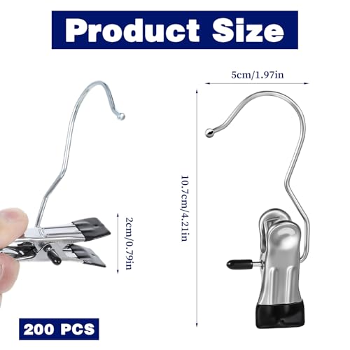 Kifmurase 200Pcs Boot Hangers Clips, Laundry Hooks, Clothes Pins, Closet Hanger Organizer Clamps, Socks Towel Clips, Heavy Duty Clothespins, Bulk Clothes Hangers for Closet Travel Pants Socks