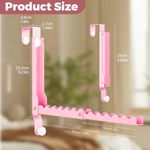 Pink Over the Door Hooks,Foldable Over the Door Hanger for Clothes - color: Pink-2(UP)