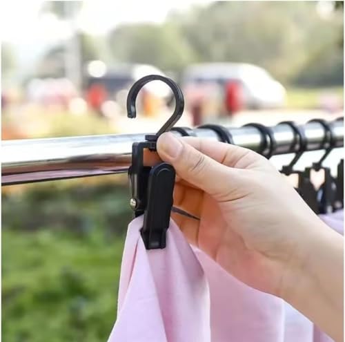 15 Pcs Super Strong Plastic Swivel Hanging Hooks, Curtain Clips, Clothes Pins, Beach Towel Clips, Home Swivel Laundry Clips for Hats, Pants, Towels, Socks, Pants - color: Black 15