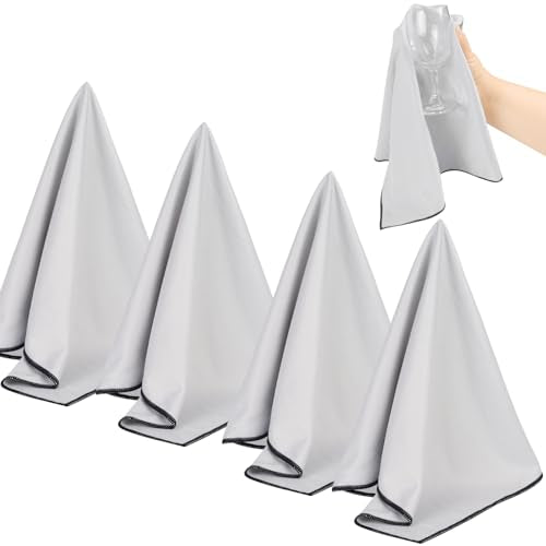 SINLAND Microfiber Glass Polishing Cloths Large Size Thick Lintless Drying Towels for Wine Glasses Stemware Dishes Stainless Appliances 20 Inch X 25 Inch Pack of 4 Grey - color: Grey, size: 20Inchx25Inch 4Pcs
