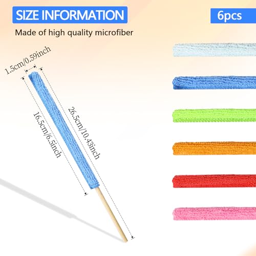6 Pcs Mini Dusters for Cleaning Microfiber Detail Duster Sticks Fan Cleaning Brush Crevice Cleaning Tool AC Vent Cleaner Fan Blade Cleaner Dusters for Cleaning Home Car Window Blind