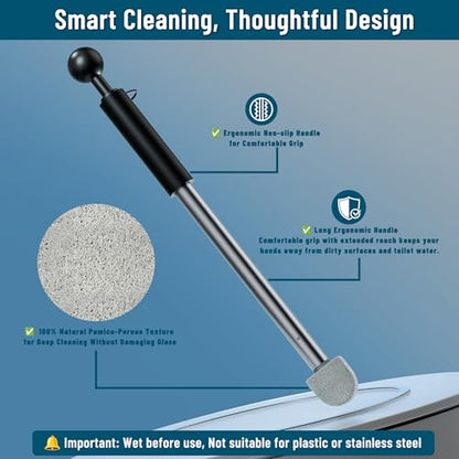 Pumice Toilet Cleaner 17in, Hard Water Stain Remover for Pool & Tub, (1+8) - style: 1handle+8pumice