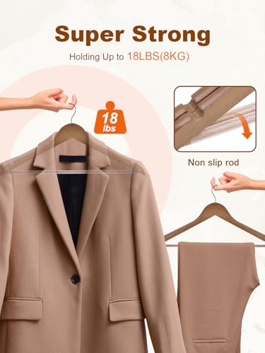 HOUSE DAY Walnut Wooden Hangers 30 Pack, Heavy Duty Wooden Coat Hangers - color: Walnut, size: 30 Pack