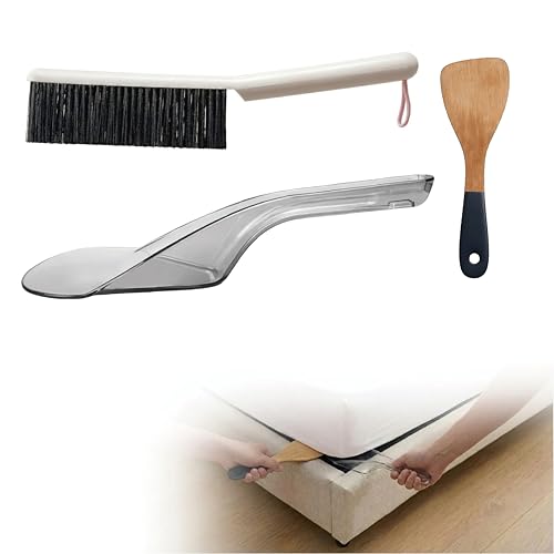 Mattress Lifter & Bed Maker Tool Set for Changing Sheets, Mattress Wedge Elevator to Lift and Hold, Bed Sheet Tucker Tool for Tucking Sheets & Bed Skirts, Built-in Dust Brush Included - Gray - color: Gray