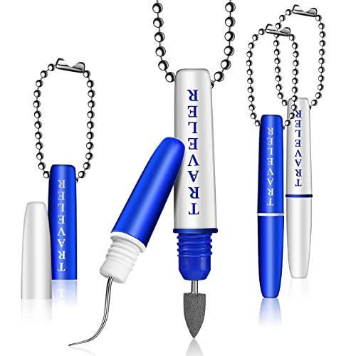 4pcs Teeth Stain Remover Travel Picks Mini Holder Reusable Portable Pocket Tool Set Remove Plaque Tartar Cleaning Kit with Chain - color: 4 Pcs