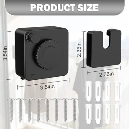 Retractable Clothesline Indoor, Non-Sagging Outdoor Clothes Line Retracting Heavy Duty Clothes Drying Laundry Line Wall Mounted Stainless Steel Line-15.7 Feets(Square-Black) - color: Black