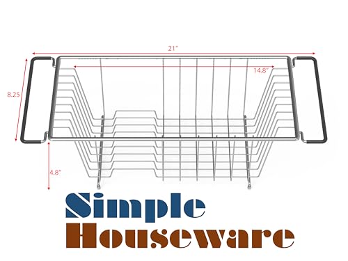 Simple Houseware Stainless Over Sink Counter Top Dish Drainer Drying Rack - color: Chrome, size: Medium