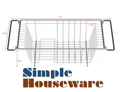 Simple Houseware Stainless Over Sink Counter Top Dish Drainer Drying Rack - color: Chrome, size: Medium