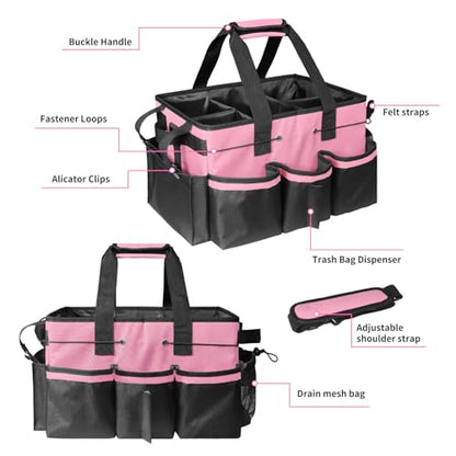 Large Cleaning Caddy Bag-Wearable, Waterproof, Heavy, Duty - color: Pink