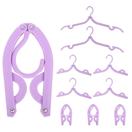 uxcell 10 Pcs Portable Travel Hangers, Plastic Foldable Hangers Cruise Essentials Clothes Drying Rack for Camping Flying Suitcase Travel Accessories Road Trip Hotel, Purple - color: Purple