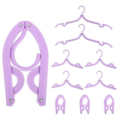uxcell 10 Pcs Portable Travel Hangers, Plastic Foldable Hangers Cruise Essentials Clothes Drying Rack for Camping Flying Suitcase Travel Accessories Road Trip Hotel, Purple - color: Purple