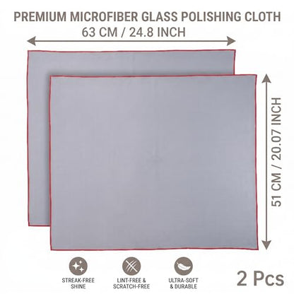 2 Pack Glass Polishing Cloths, 24.8 x 20.1 Inch, Grey