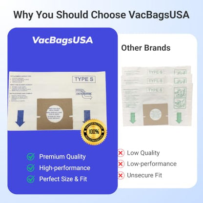 VacBagsUSA Micro-Filtration Vacuum Bags Compatible w Hoover Style S -12pk