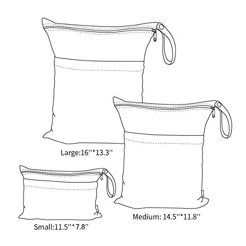 ALVABABY 3 Pack Wet Dry Bags for Cloth Diapers, Swimsuits & Gym Clothes, Waterproof Reusable Baby Diaper Bag with 2-Zippered Compartments, Hanging Strap, Machine Washable, Small/Medium/Large for Dayca - color: Classic flower 08