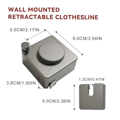 Heavy Duty Retractable Clothesline,5.1M/16.73 Feet Laundry Line - size: Square-Grey