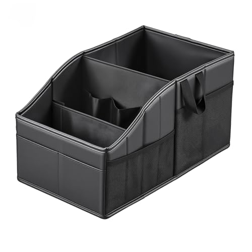 WHHMK Sturdy Leather Car Storage Support Up to 33 LB of Weight, Black - color: Black