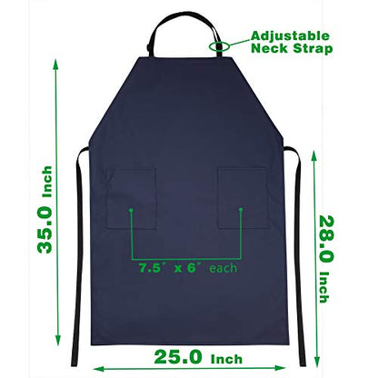 VWELL Waterproof Rubber Vinyl Apron W/ 2 Pockets - Lab Apron for DishWashing,Grooming - color: Blue-with Pockets