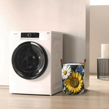 Laundry Basket 15.7x19.7 in Sunflower Daisy Hamper for Bedroom - color: colorful0434