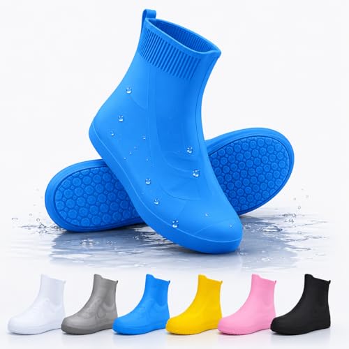 Waterproof Shoe Covers, Reusable Silicone Rain Shoe Covers, Blue, XL - color: Blue, size: XL
