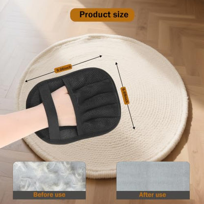 Pet Hair Removal Glove with Electrostatic Technology, Pet Hair Gloves for Dogs and Cats, Washable Pet Hair Remover Tool for Sofas, Carpets, Car Seats and Bedding - color: black