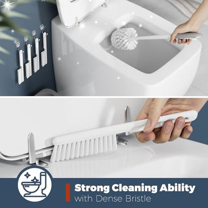 Holaloha Toilet Brush and Holder Set, Space Saving, 4 Pack, White - color: White