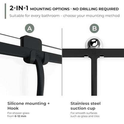 GÜTEWERK Silicone Shower Squeegee with 3-in-1 No-Drill Mount, Black, 11'' - color: Black, size: 11 Inches