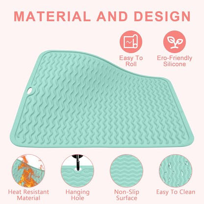 Oversize Silicone Heat Resistant Mat for Hair Tools - color: Green