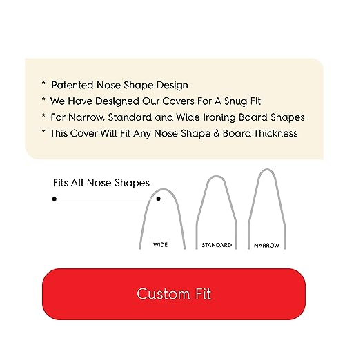 TIVIT Ironing Board Cover 12 x 31” – Made in Italy, Alumitek PRO Heat-Reflective, Thick 4-Layer Padding, Scorch & Stain Resistant - size: 12x31